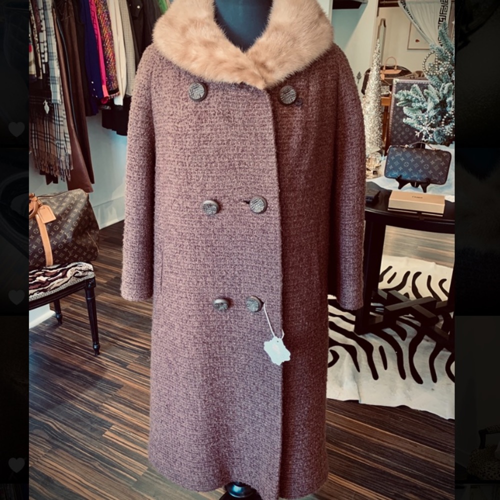 Vintage Wool Coat w/ Fur Collar